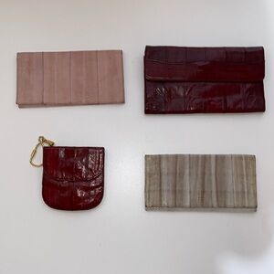 Vintage Eel Wallet Bundle Set includes 2 checkbooks, 1 Coin Bag Wallet, 1 Wallet